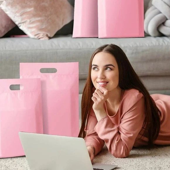 10 pcs Poly Mailers 12x15.5 Inch Pink Premium Shipping Bags - Picture 3 of 5